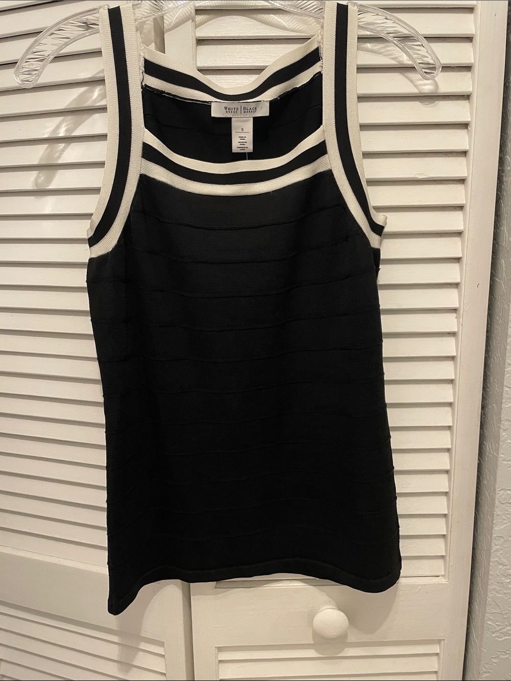 WHBM Black Tank with White Trim Accents